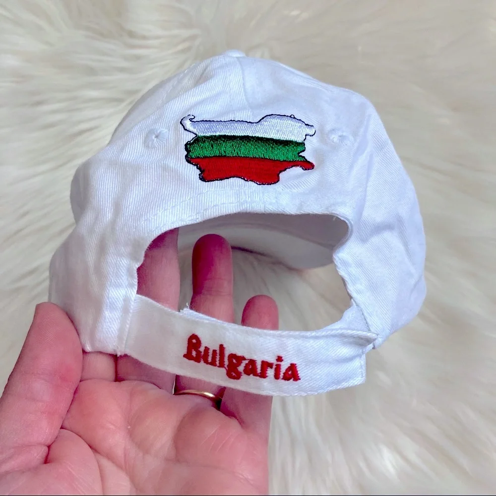 Adjustable White “Bulgaria” Baseball Hat